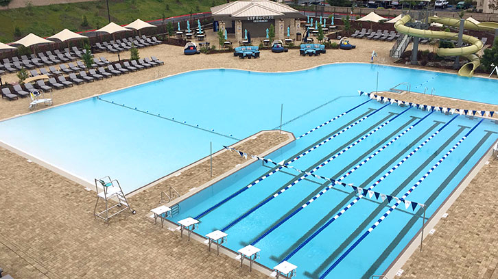 Outdoor lap and leisure pool at Life Time Athletic in Roseville, California